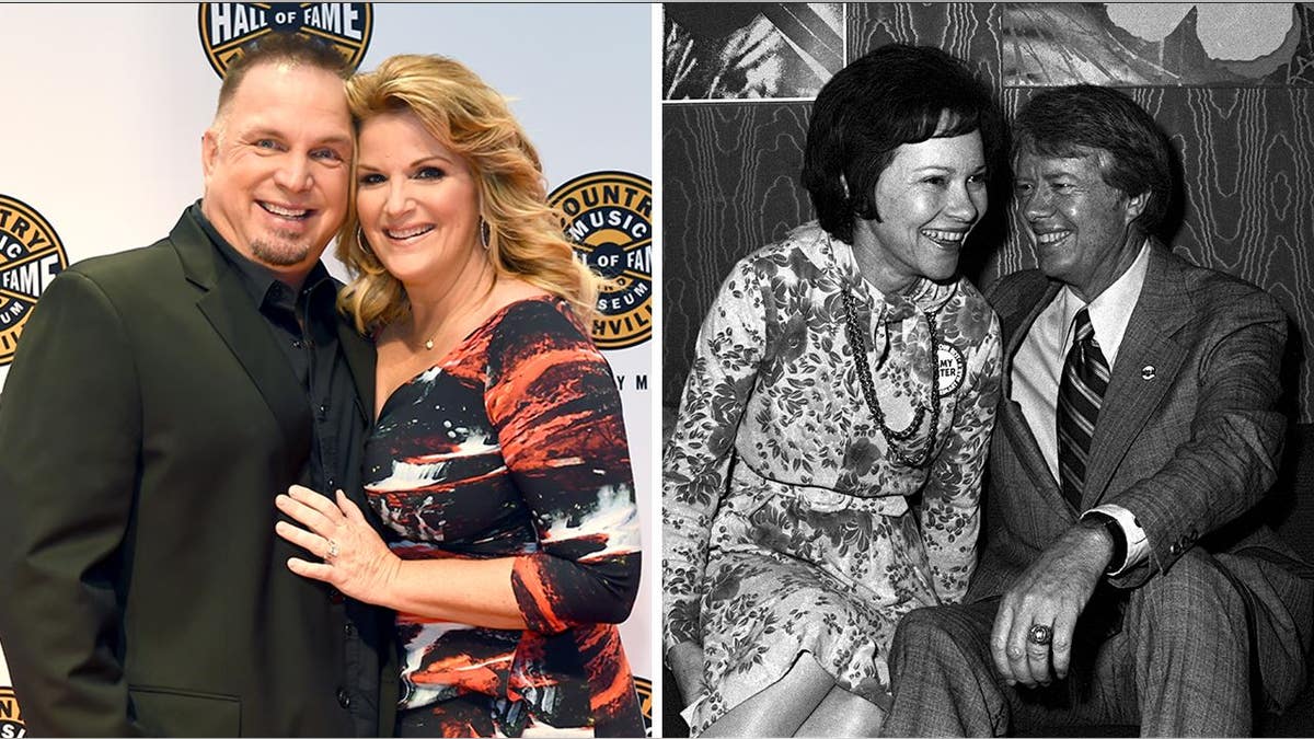 A split of Garth Brooks with wife Trisha Yearwood and Jimmy Carter with his wife Rosalynn