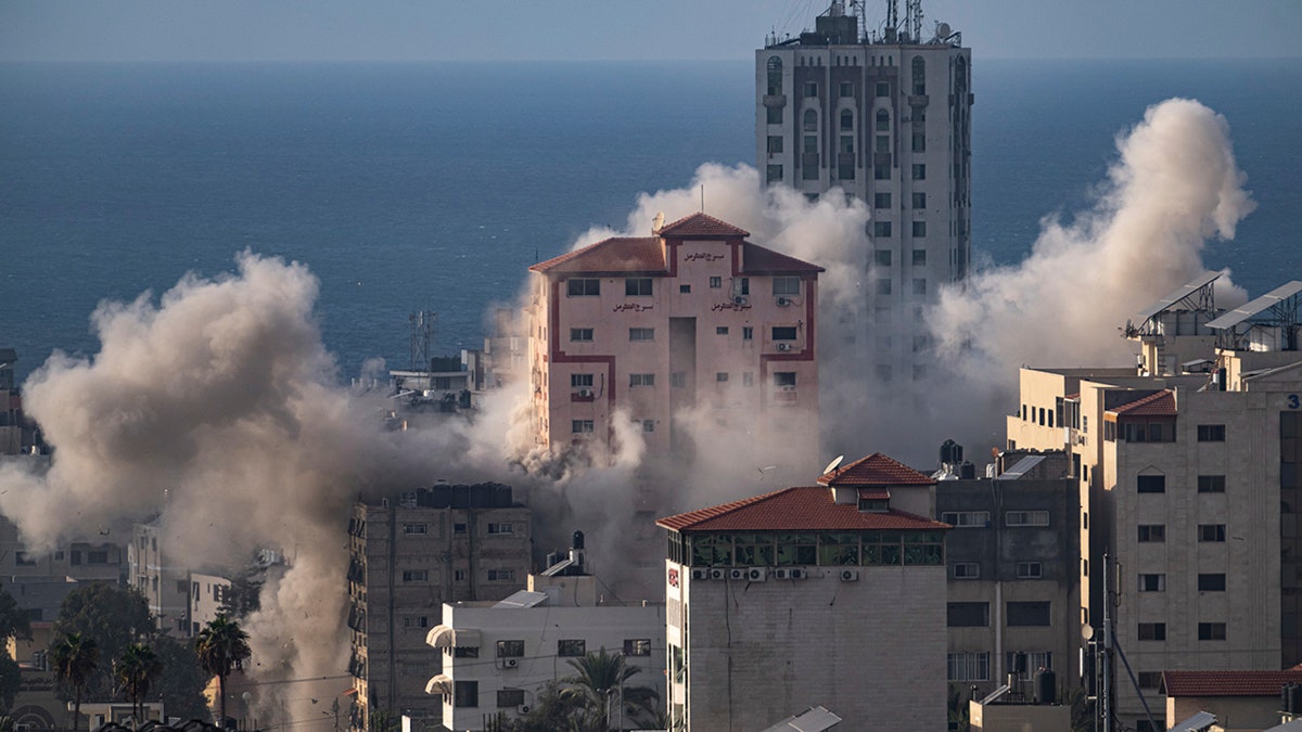 Smoke in Gaza City following airstrike