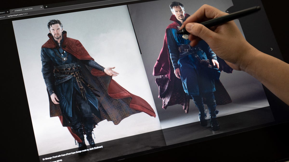 A close up of Dr. Strange sketches on a tablet