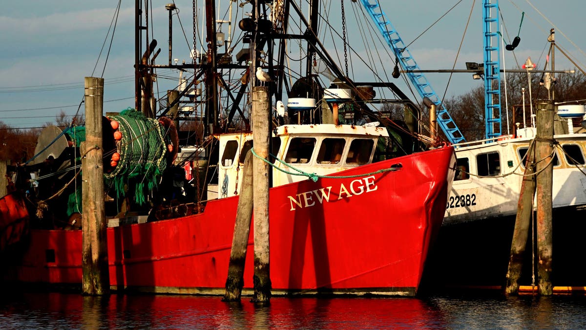 Commercial fishing boats moored in Montauk Harbor in Montauk, New York
