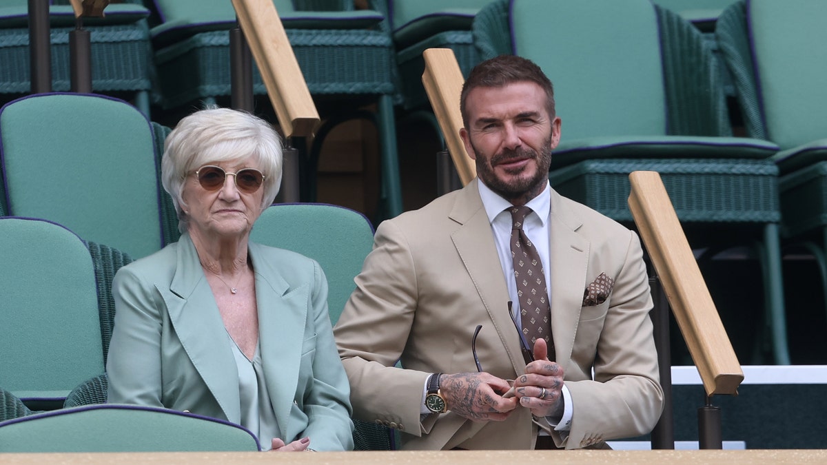 David Beckham with mom Sandra