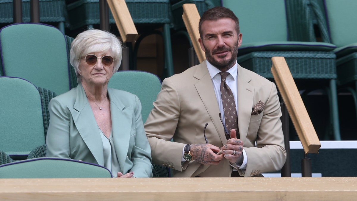 David Beckham with mom Sandra