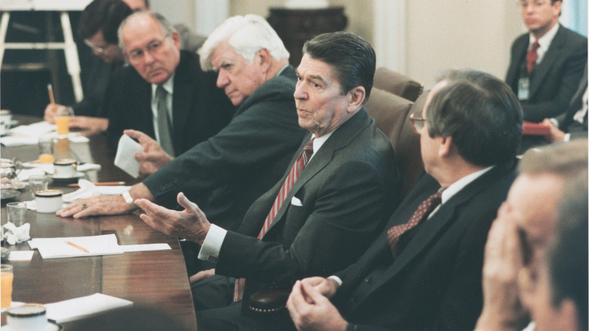 President Reagan briefing Grenada