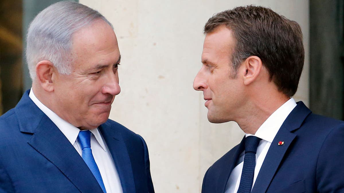 Emmanuel Macron with Benjamin Netanyahu