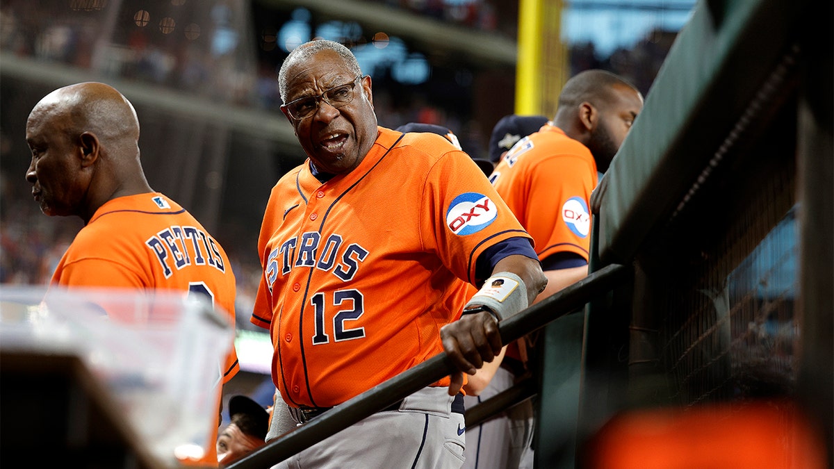 Manger Dusty Baker reacts after being ejected