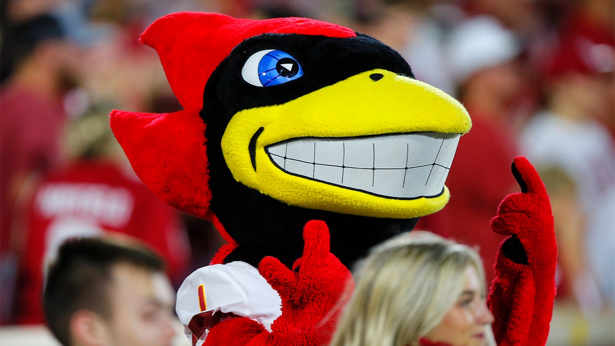 Cy the Cardinal at the Oklahoma game