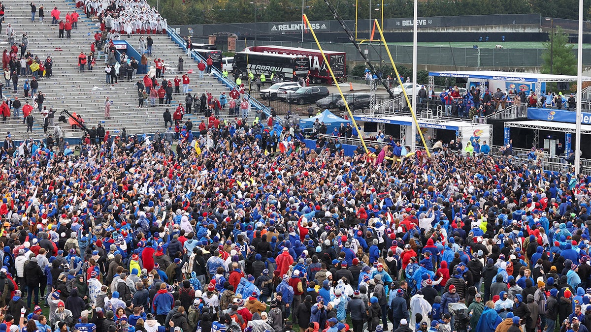 Kansas Jayhawks storm the field