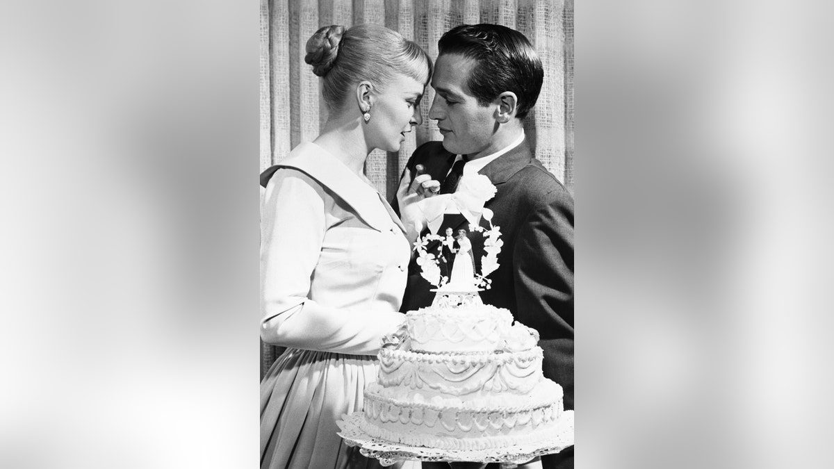 Paul Newman e Joanne Woodward il giorno del loro matrimonio
