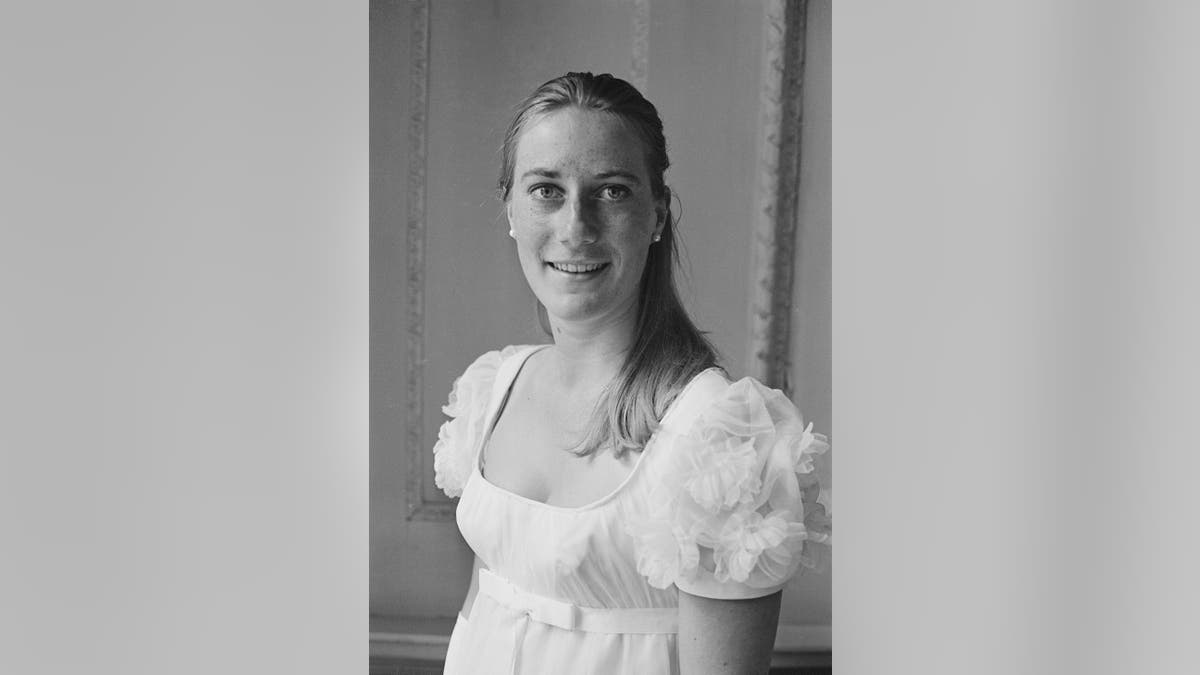 A close-up of Princess Olga Romanoff in a white gown