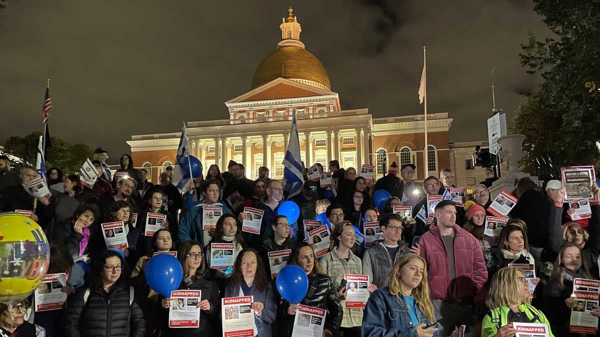 protesters in front of the Massachusetts state house