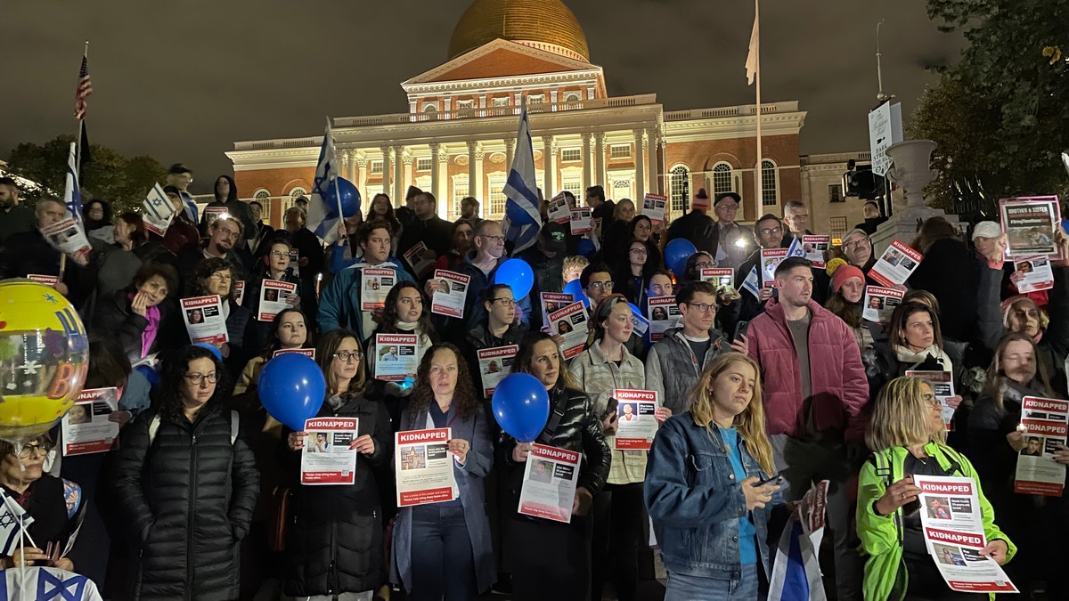 protesters in front of the Massachusetts state house