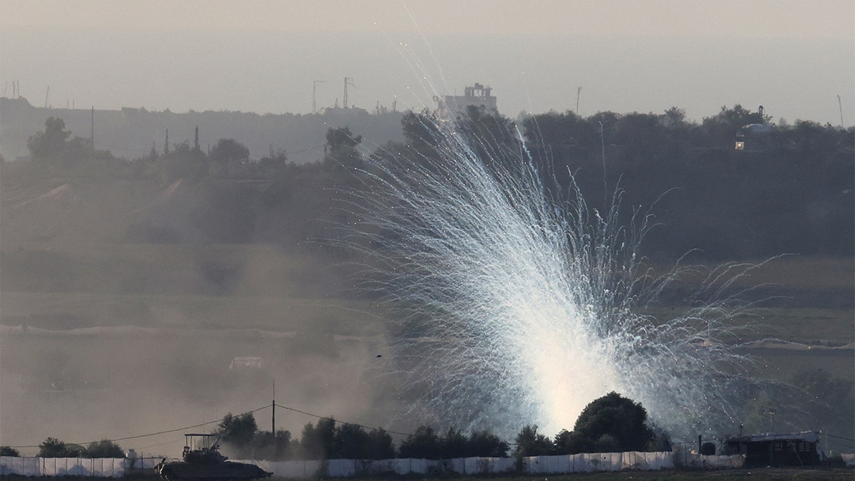 Smoke rising from a strike.