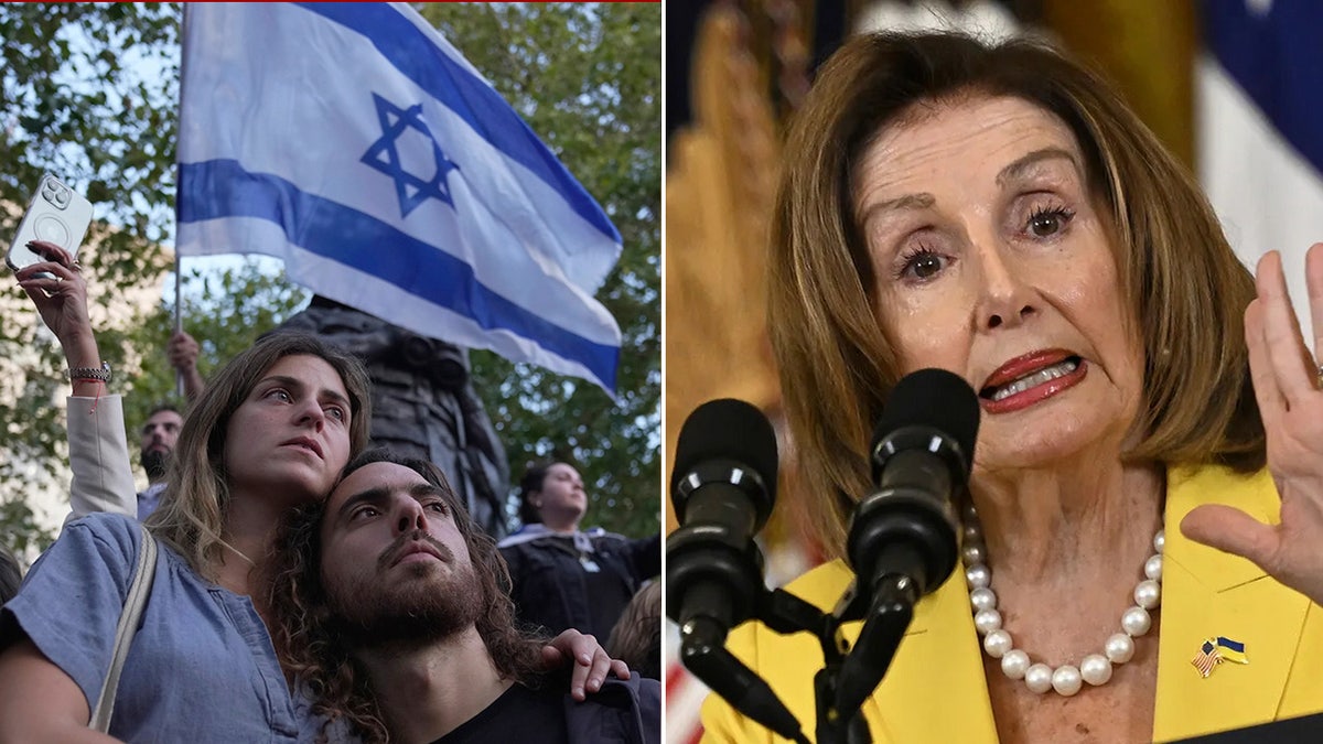 Pro-Israel protesters and Nancy Pelosi