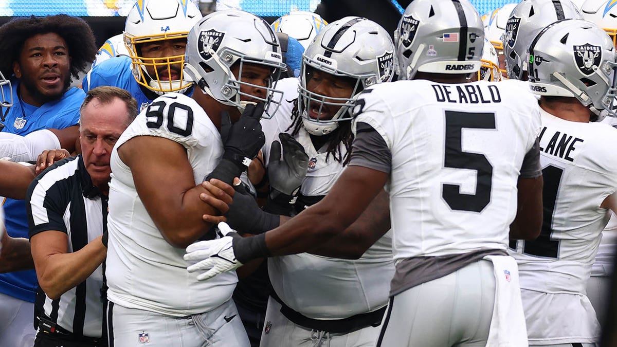 Raiders’ Jerry Tillery ejected after hit on Chargers star Justin ...