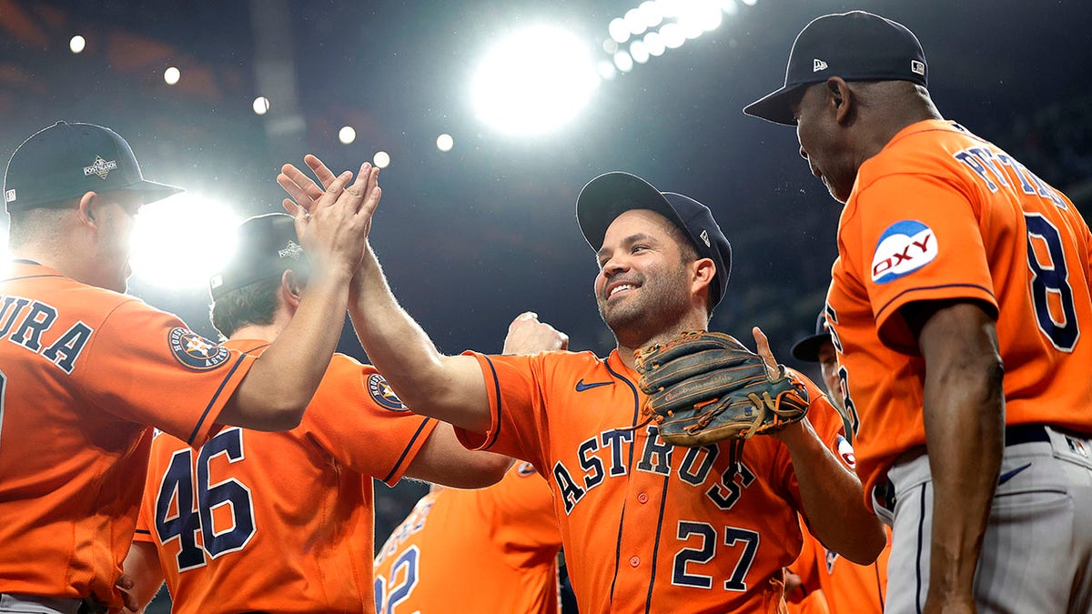 Houston Astros players celebrates 