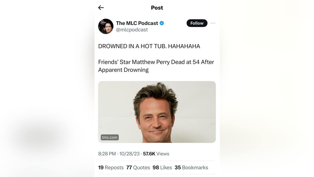 Kevin Brennan tweets about Matthew Perry's death
