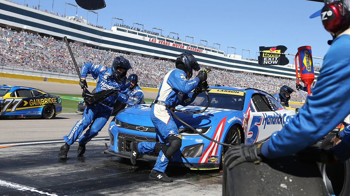 Kyle Larson in the pits