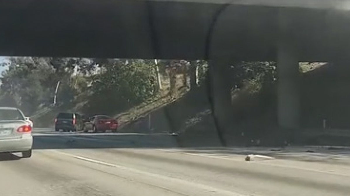 Minivan shown hit side of an Alfa Romero.