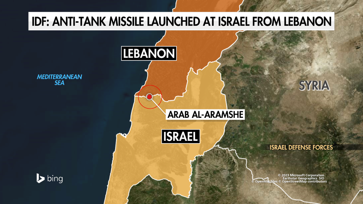 A map of Israel and Lebanon