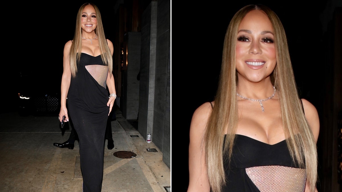 Mariah Carey wearing a black dress