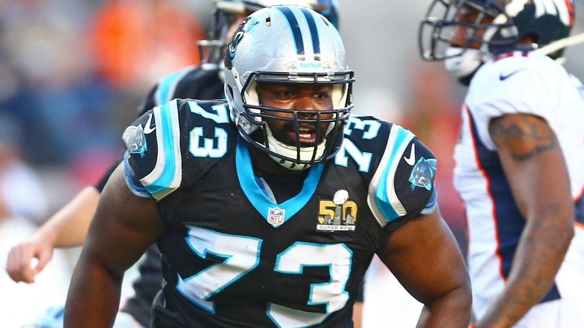 Michael Oher with the Panthers