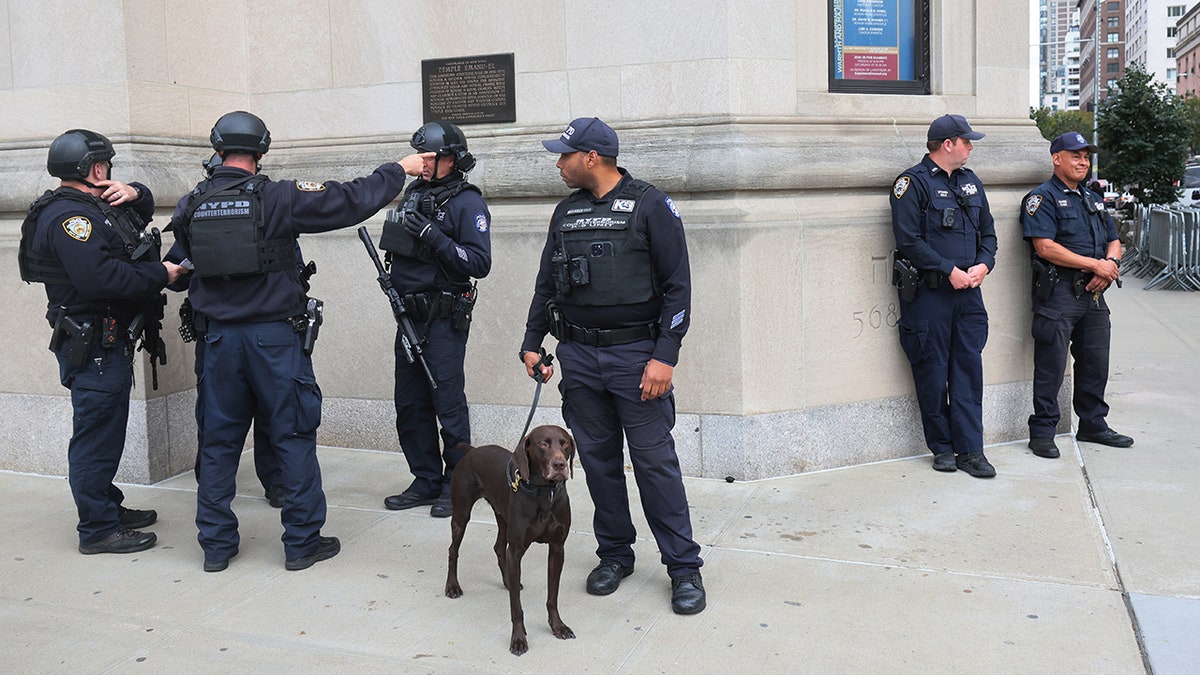 NYPD outside temple in NYC