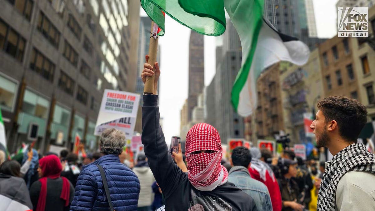 Demonstrators attend a Gaza protest