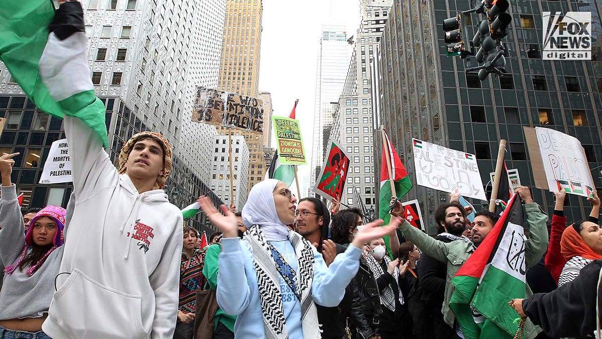 Demonstrators attend rally for Gaza