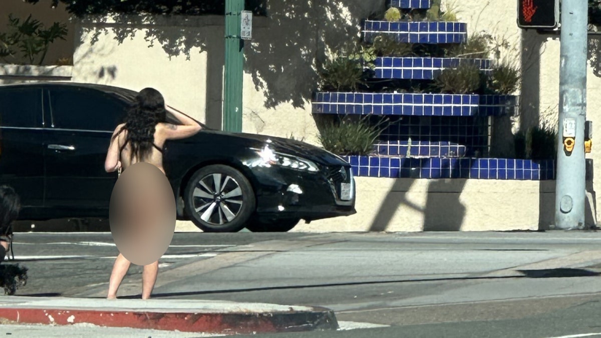 Scantily-clad woman on California street