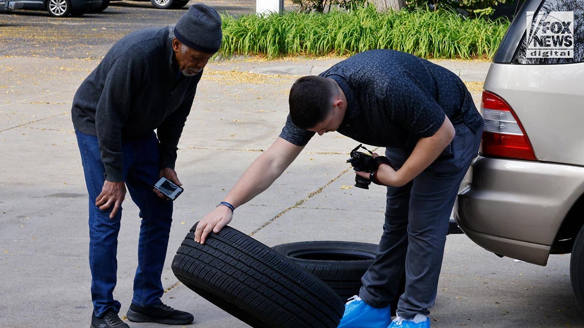 Samantha Woll's neighbor's tires are being inspected by police