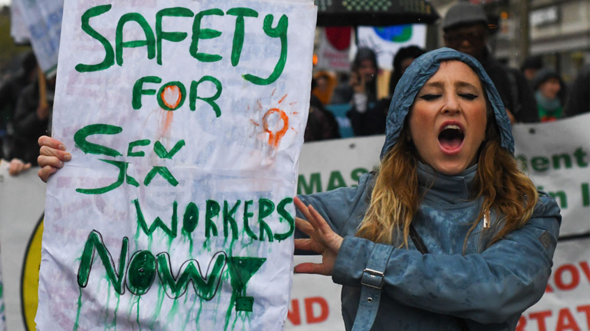 Irish pro-sex worker protestor at rally