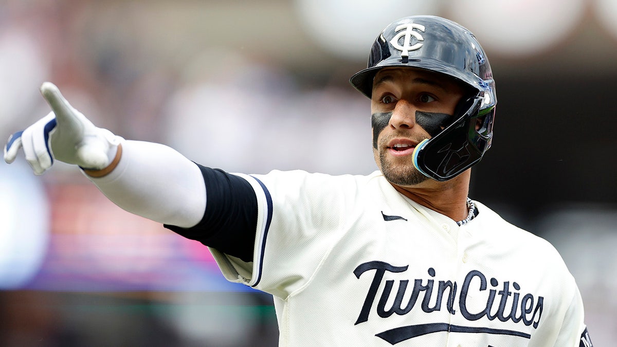 Royce Lewis celebrates home run