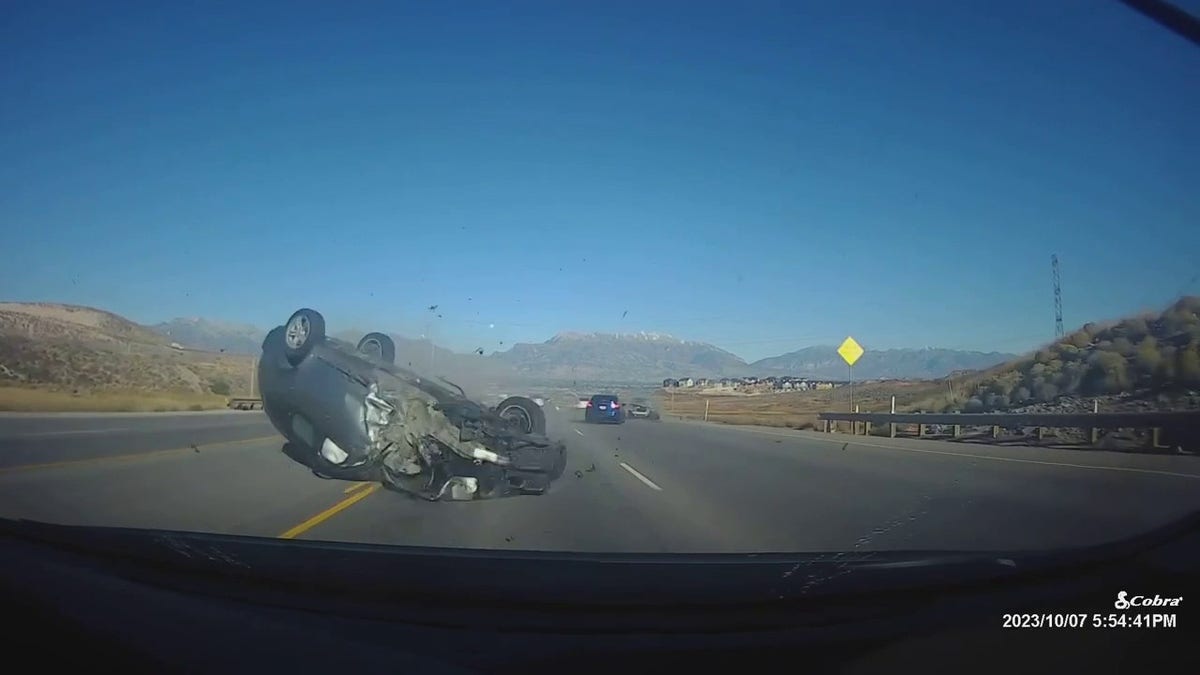 Utah car accident, car flips