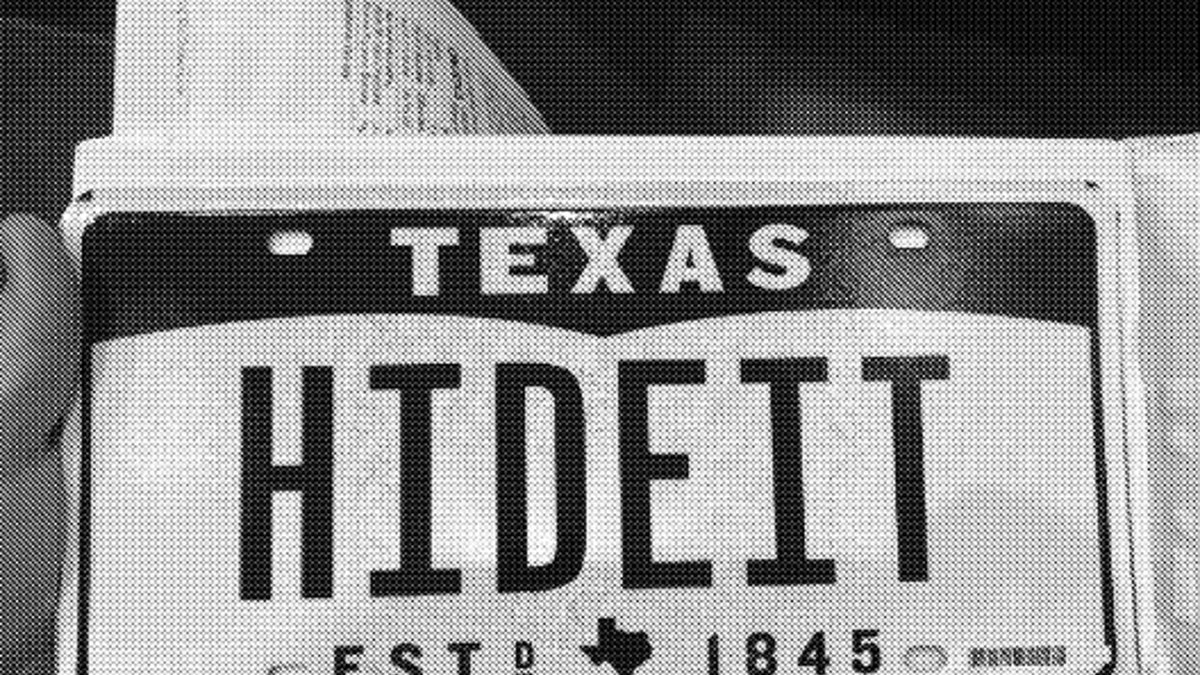 Picture of "HIDEIT" license plate allegedly on the truck at Detamore burned as part of his alleged fraud scheme