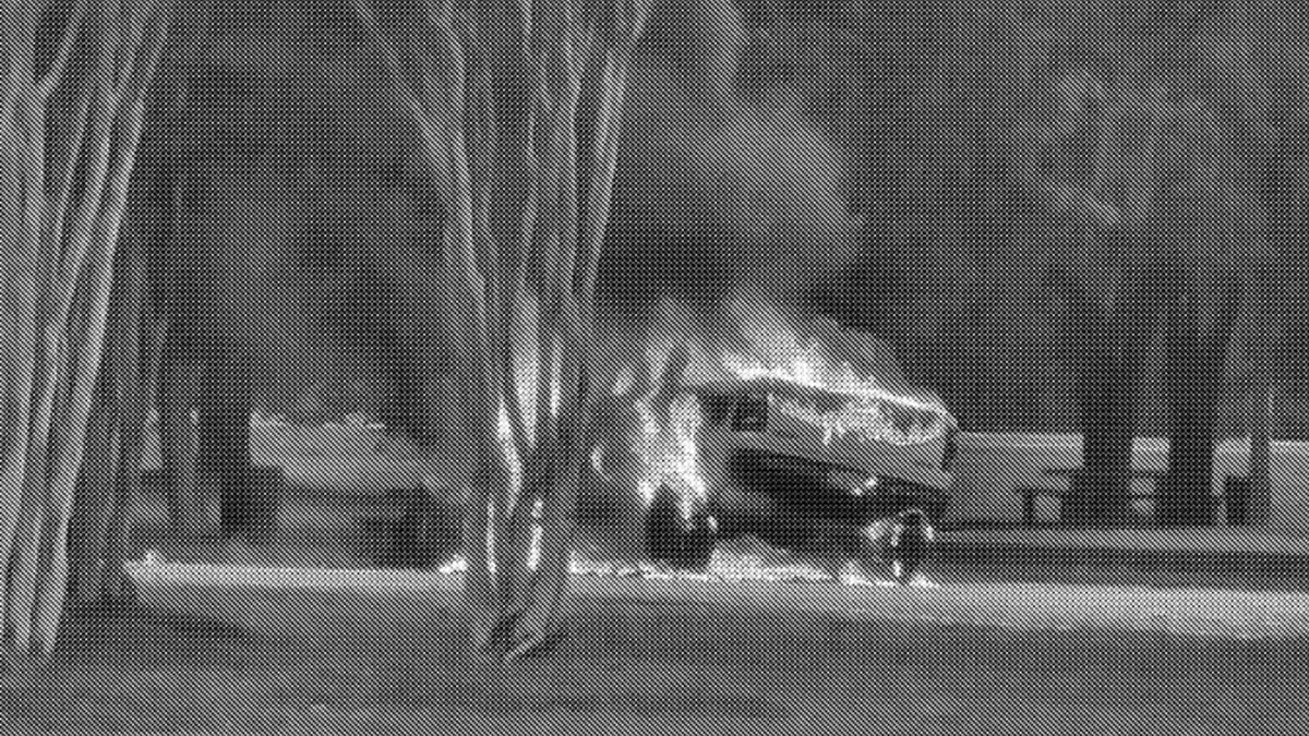 Brett Detamore's truck on fire