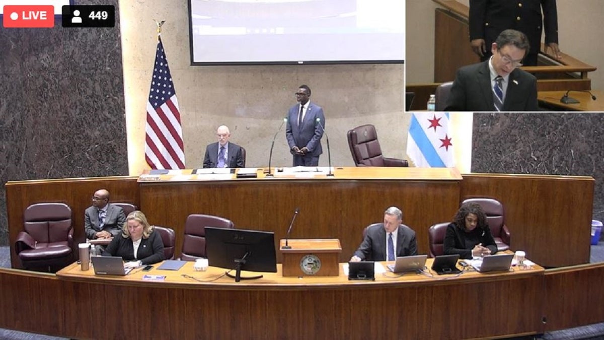 Chicago Ald. Raymond Lopez speak during a special City Council meeting
