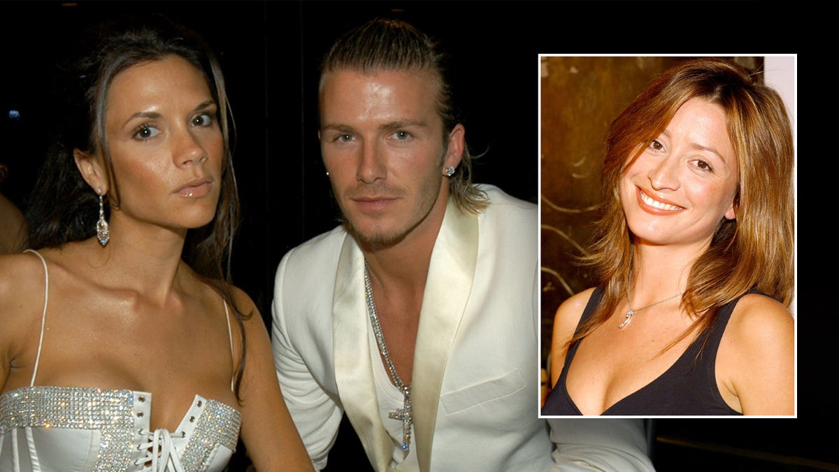 David Beckham attends MTV Awards with wife Posh Spice, Rebecca Loos smiles on red carpet