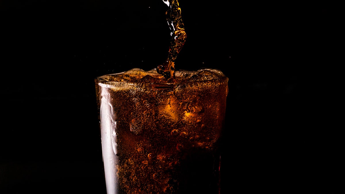 close up of diet coke poured