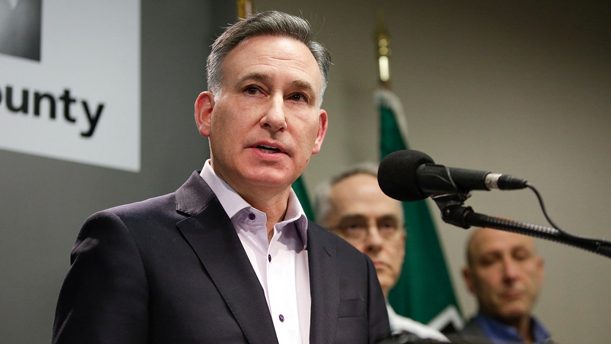 King County Executive Dow Constantine addresses reporters