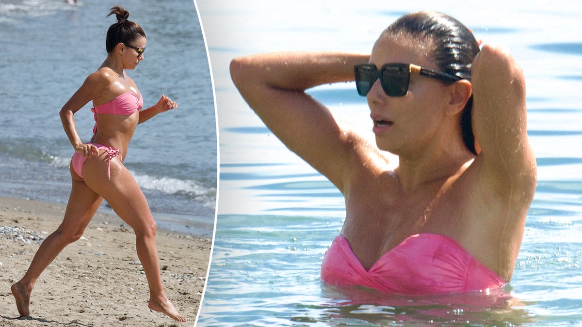 La estrella de “Mujeres desesperadas” Eva Longoria se dirige a la playa en España después de posar con Victoria Beckham