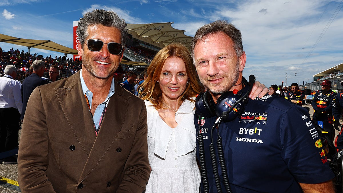 Patrick Dempsey walks F1 track with Geri Halliwell