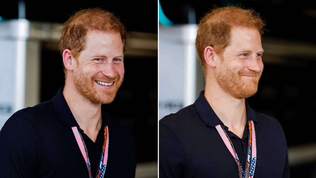 Il principe Harry ride nel garage Mercedes F1