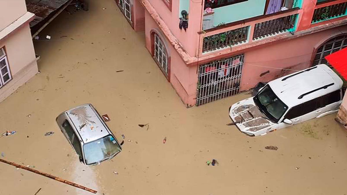 cars submerged in water