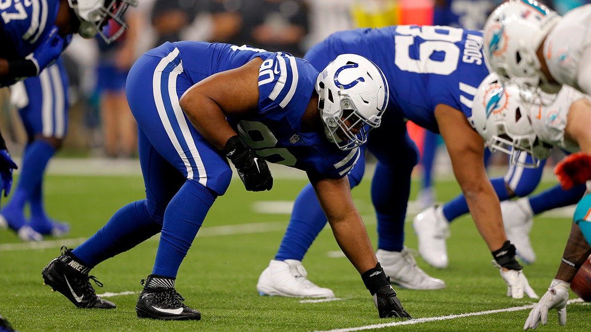Colts starting defensive lineman suspended 6 games due to PEDs 2 Indianapolis Colts' Grover Stewart on line