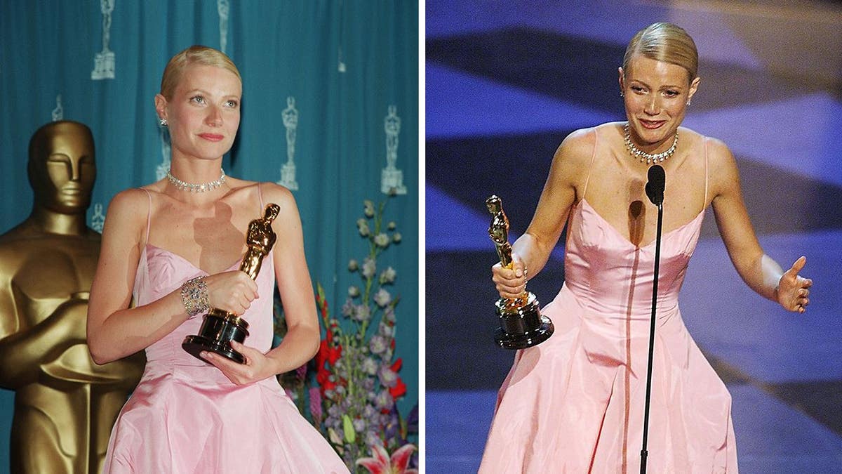 Gwyneth Paltrow accepting the best actress Oscar in 1999
