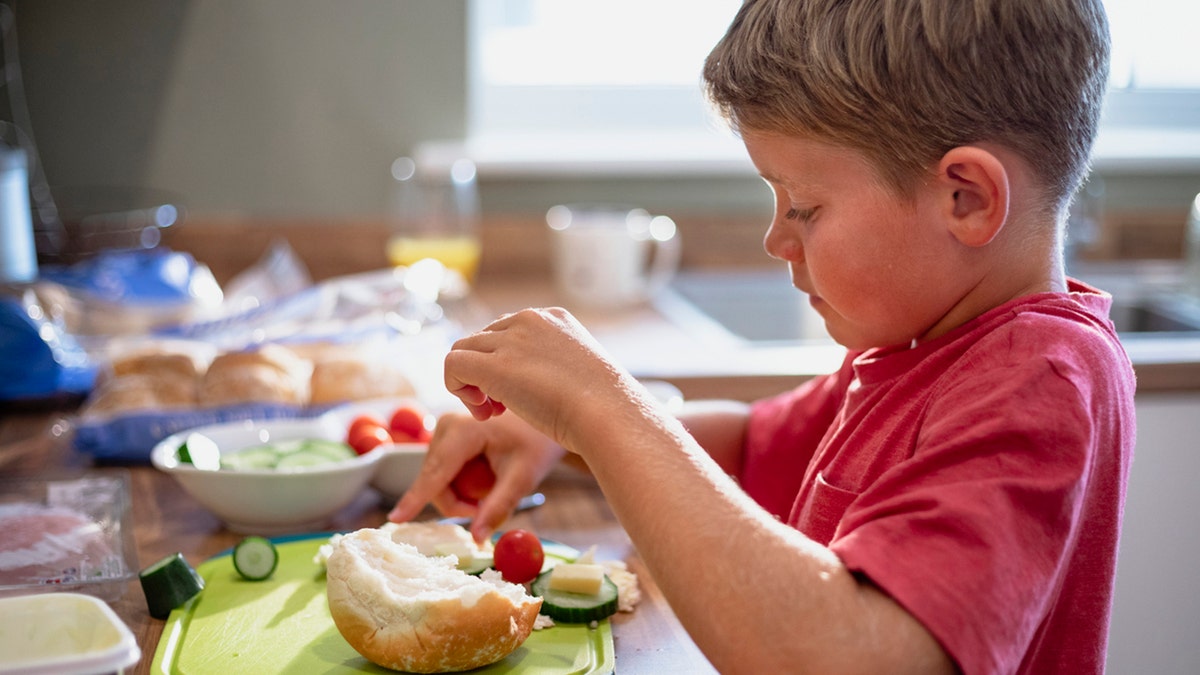 boy makes a sandwich