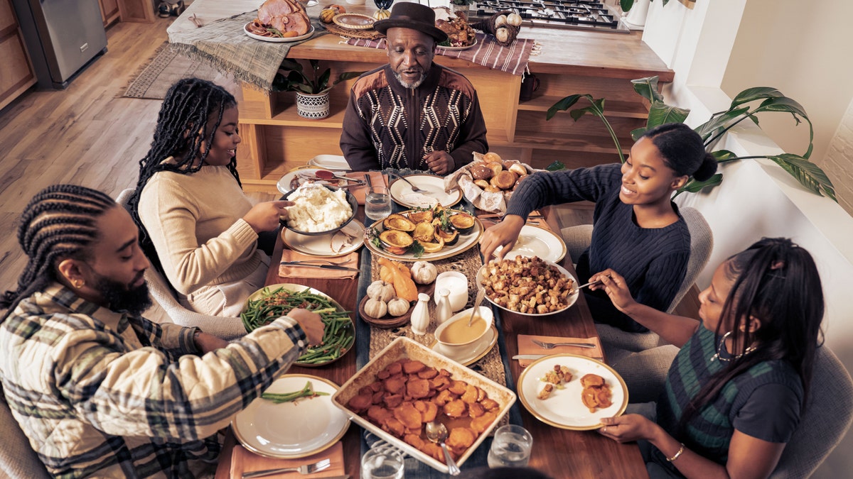 family eating at table