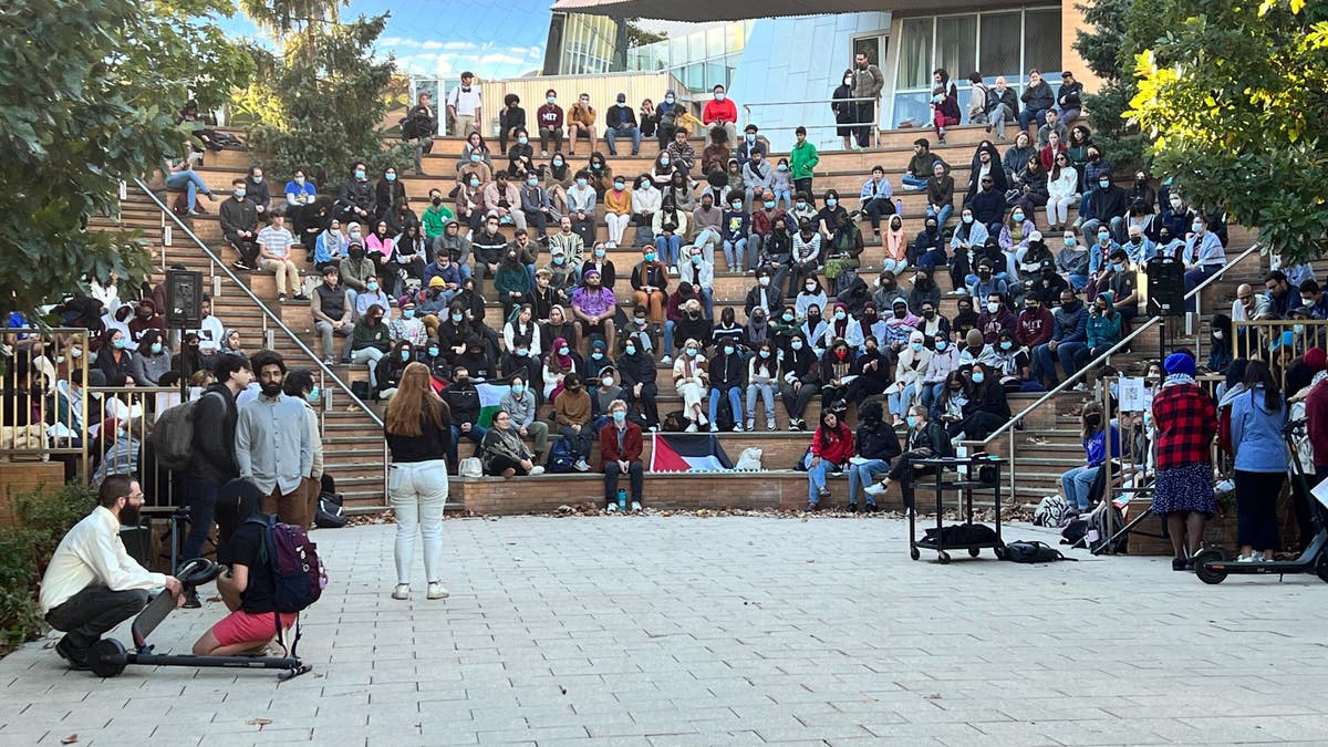 MIT students in seated protest