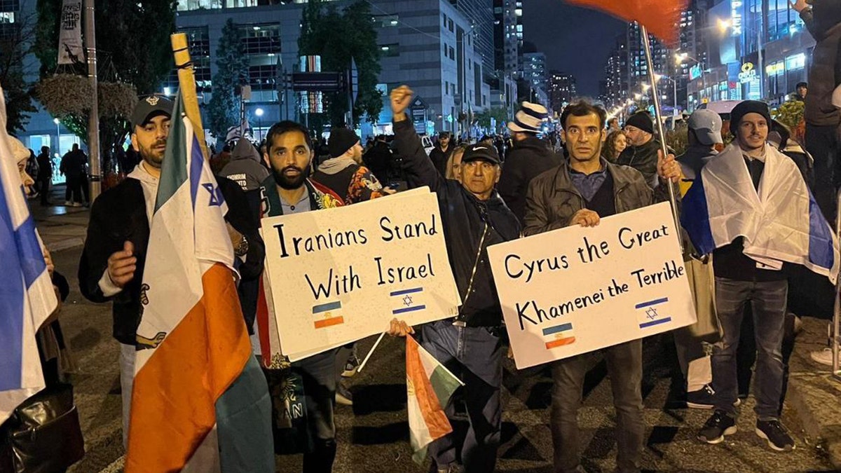 Iranians in Toronto hold a pro-Israel rally following Hamas attack