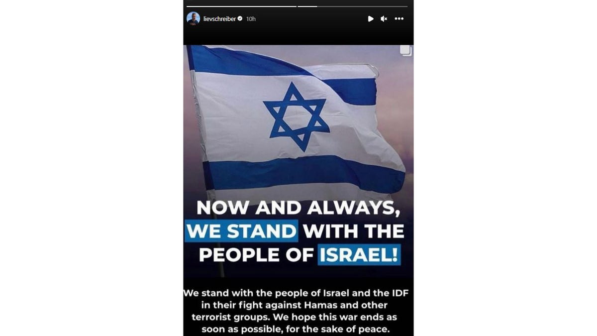 Liev Shrieber shared Israel support on Instagram stories